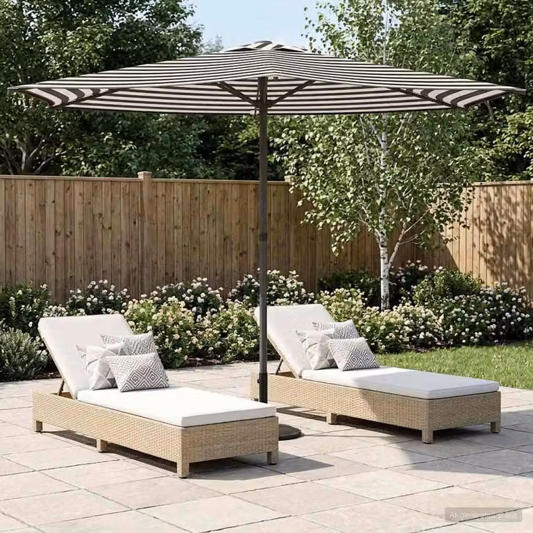 Ombrello da giardino rettangolare vidaXL in poliestere e acciaio disponibile in bianco, nero o multicolore