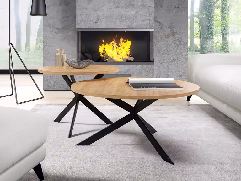 Set di 2 tavolini ATENAL - rovere kraft oro / nero