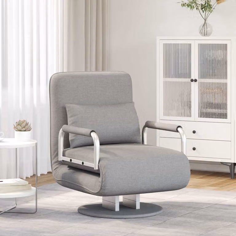 vidaXL Divano Letto Girevole con Braccioli in Tessuto Grigio con Struttura in Metallo