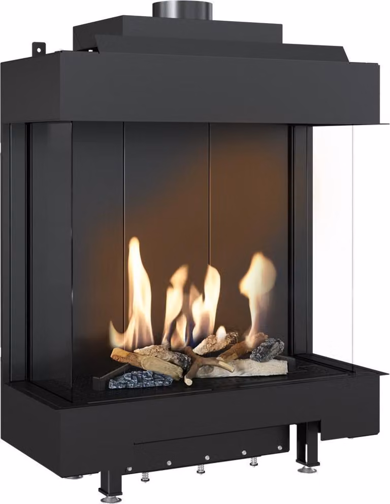 KRATKI LEO 76 / 62 caminetto a gas naturale trifacciale ∅ 100/150 8,6 kW