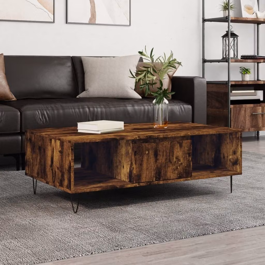 The Living Store tavolino in rovere fumé 104x60x35 cm materiale a base di legno