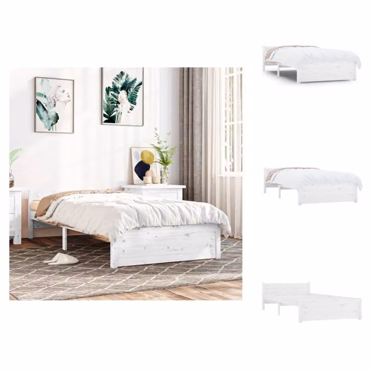vidaXL Letto in legno massiccio bianco 90x190 cm - Letti & reti