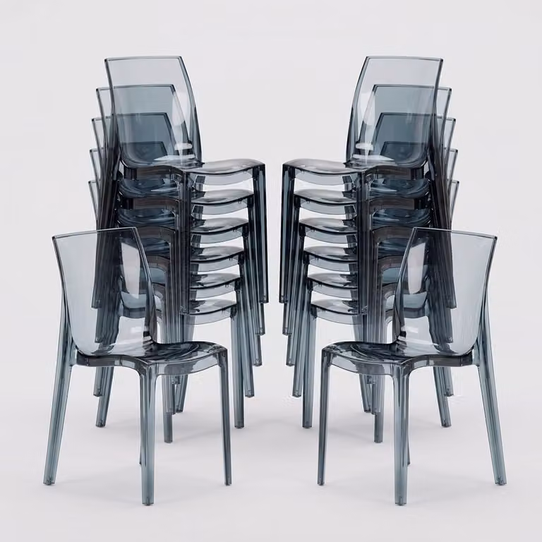 16 sedie Sedia da cucina Sedia da pranzo Sedia da pranzo Grand Soleil Femme Fatale - Trasparente Nero Antracite