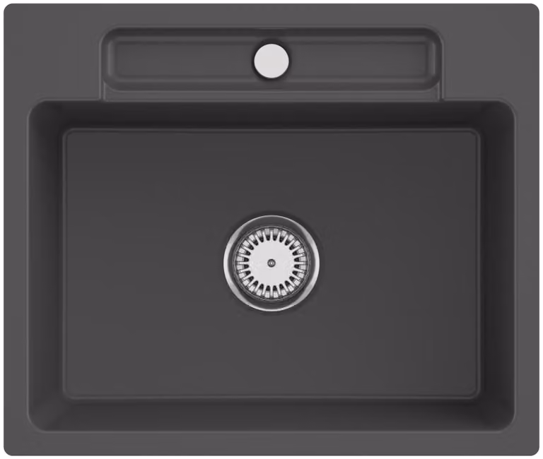 Lavello da incasso V&B Siluet 60 S Flat con scarico, funzionamento manuale, grafite