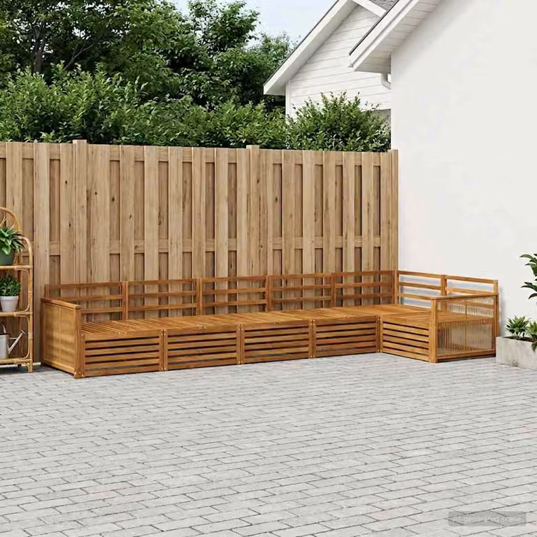 Set di divani da esterno vidaXL 6 pz a forma di L in legno di acacia massello marrone con cuscini inclusi