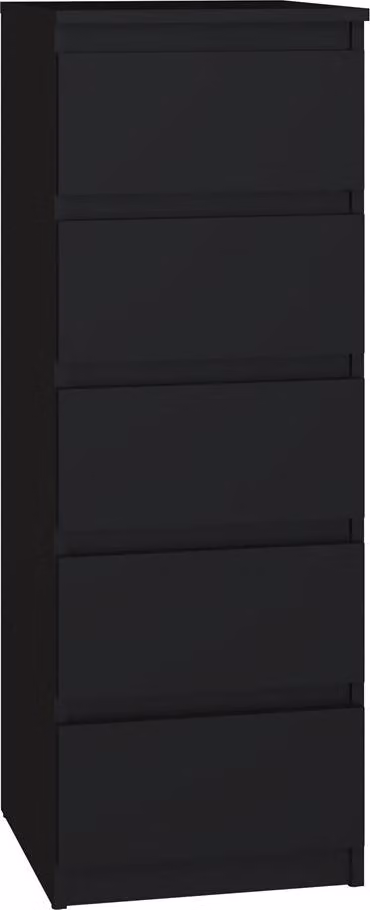 Moderna cassettiera grande con 5 cassetti – Malwa W5 | Colore: nero | Dimensioni: 40x45x111 cm