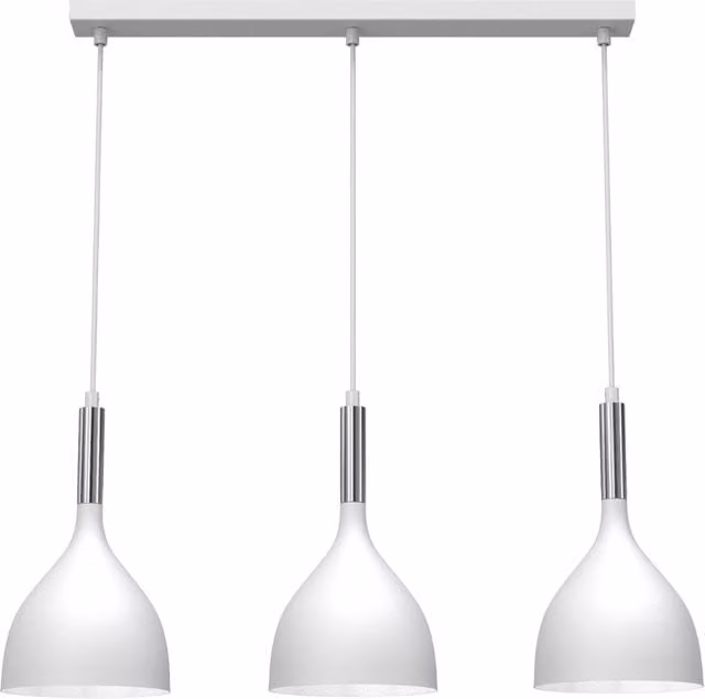 Lampada a sospensione Noak Luminex in metallo bianco e cromo con 3 attacchi E27