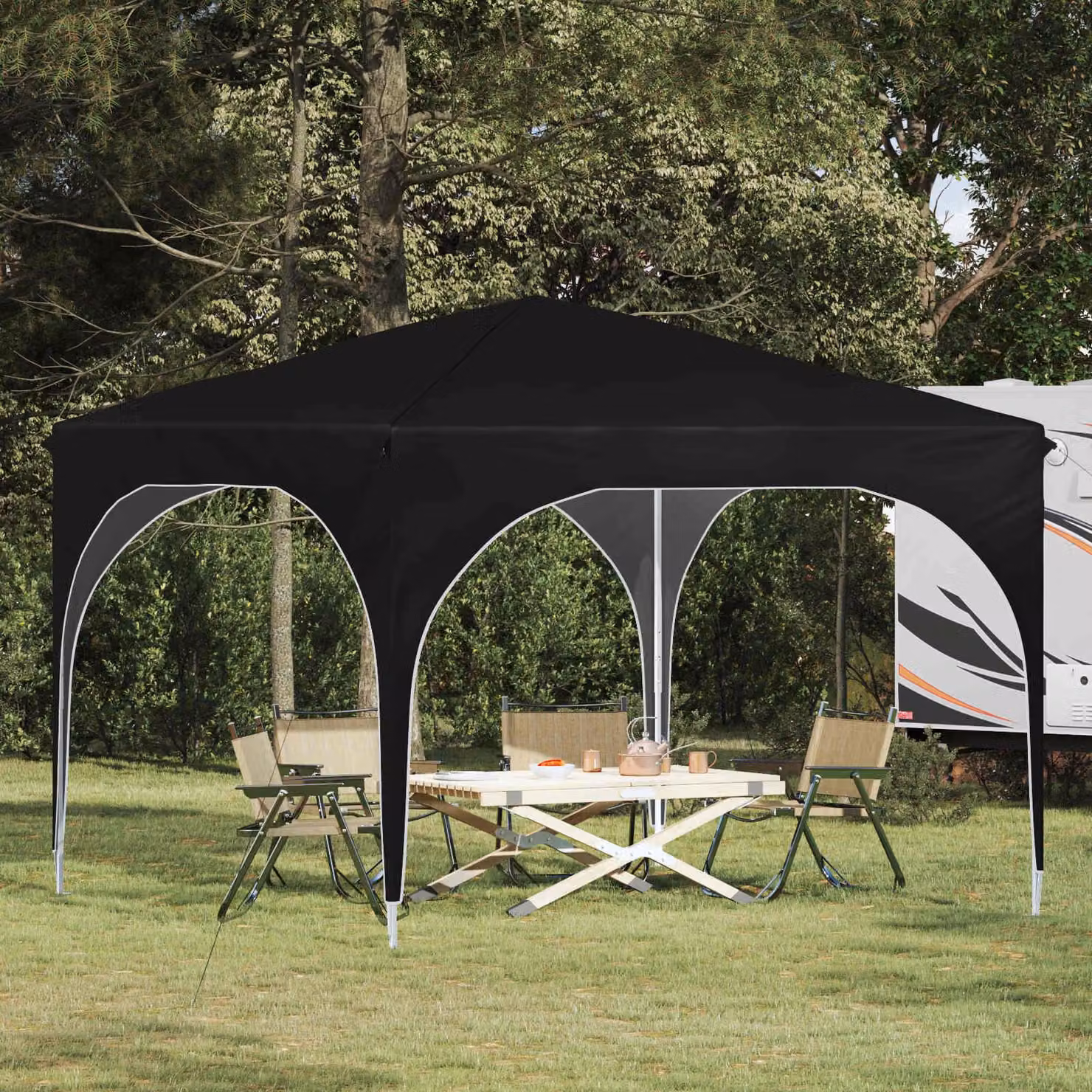 Maison Exclusive - Tenda pop-up per feste, dimensioni 290 x 290 x 245 cm, colore nero