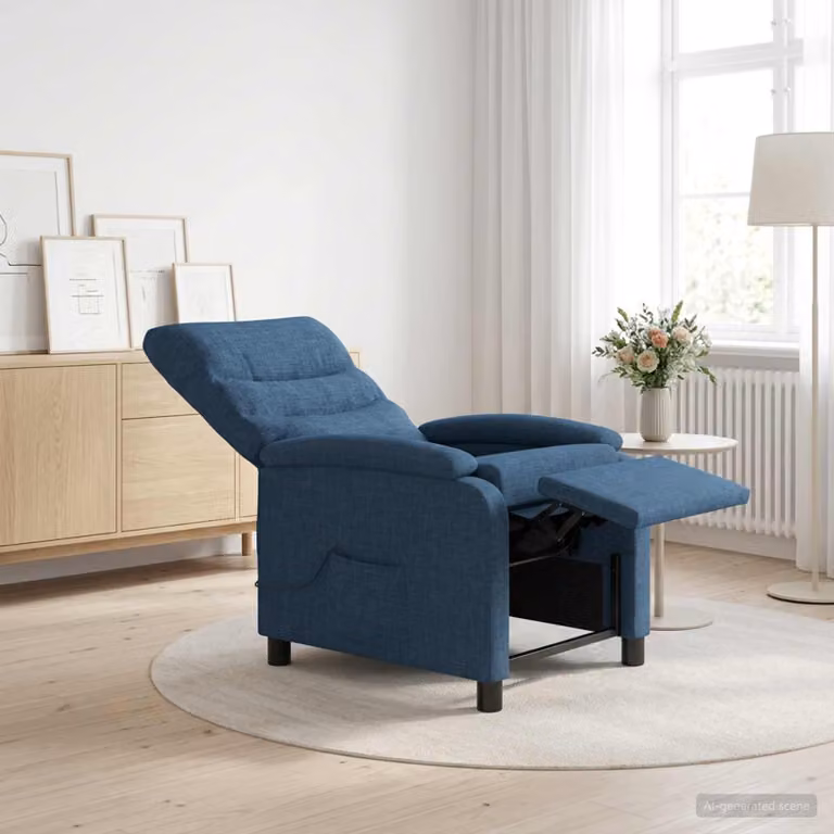 Poltrona relax reclinabile vidaXL in tessuto blu con braccioli
