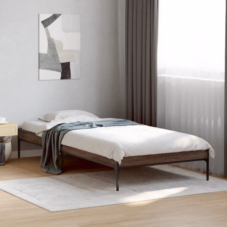 vidaXL Giroletto Rovere Marrone e Bianco in Legno Multistrato e Metallo L/P/H: 200 x 100 x 30 cm