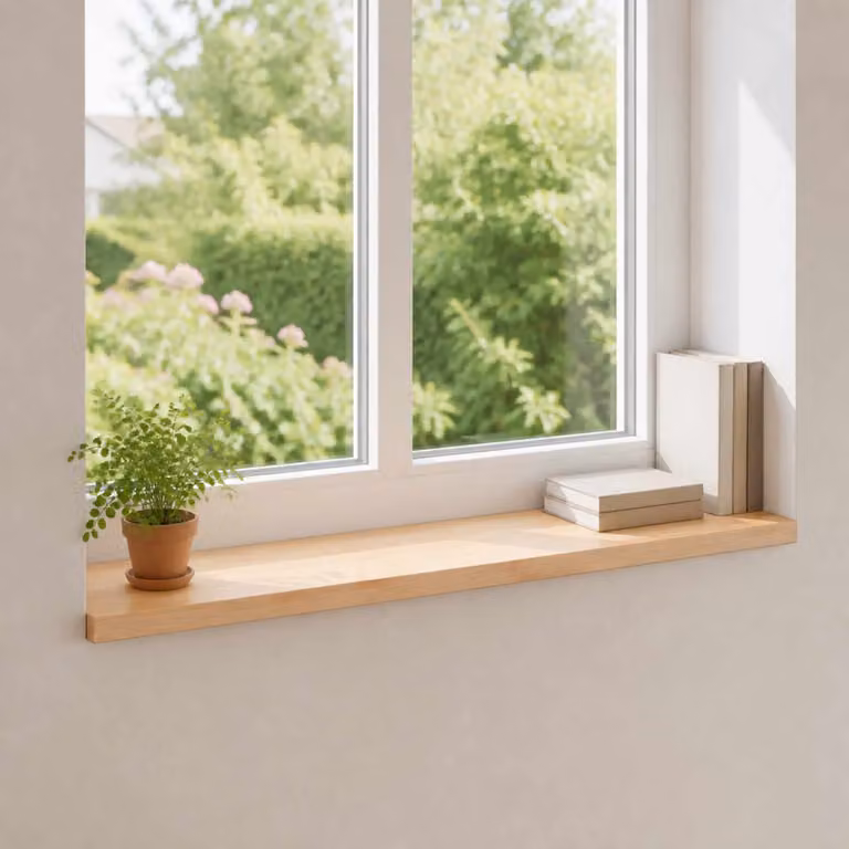 Set di 2 soglie per finestre vidaXL in legno, colore naturale, L 90 x P 15 x H 2 cm