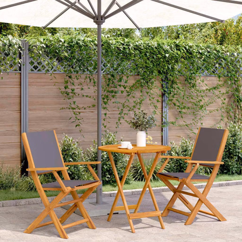 Maison Exclusive - Set da bistrot 3 pezzi in tessuto antracite e legno massello