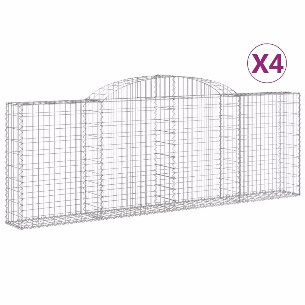 Cesti Gabbioni ad Arco 4 pz 300x30x100/120 cm Ferro Zincato