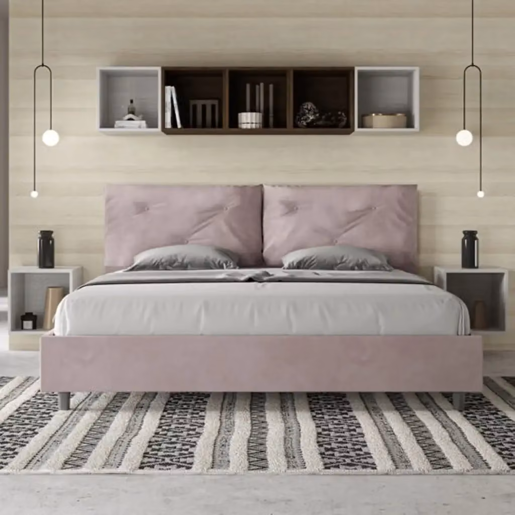 Letto matrimoniale king size con contenitore Appia Large Ityhome imbottito in microfibra colore glicine 200x200 cm – 2