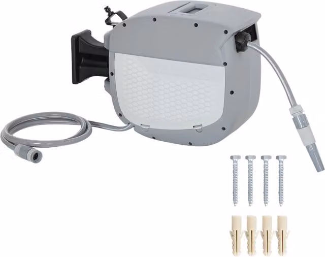 Avvolgitubo Automatico da Giardino Xylo Grigio con Ugello a 2 Modi e Lunghezza 20+1,9m