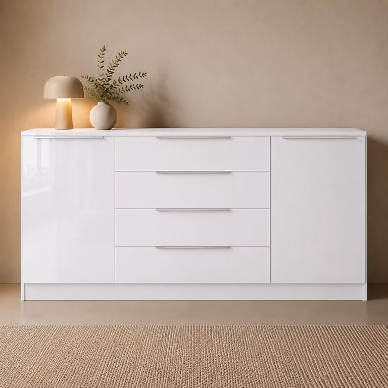 Comò "Oliva" 166 cm, bianco lucido