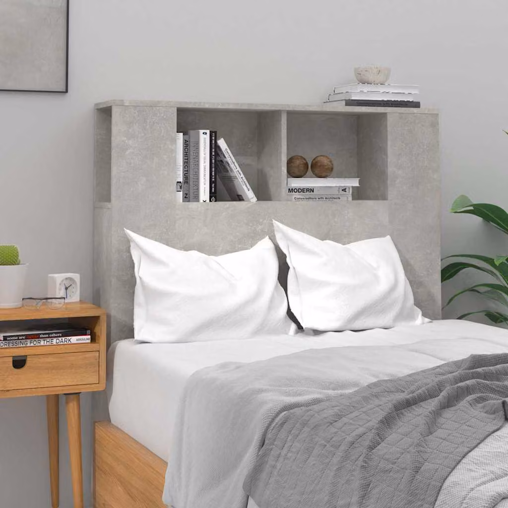 Testiera con scomparti vidaXL in tessuto Grigio Cemento L: 100 cm, P: 18,5 cm, H: 102,5 cm
