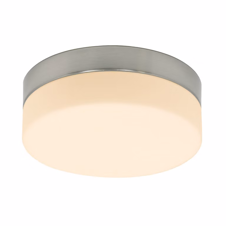 Plafone LED, metallo argento, vetro bianco, dimmerabile, D 24 cm