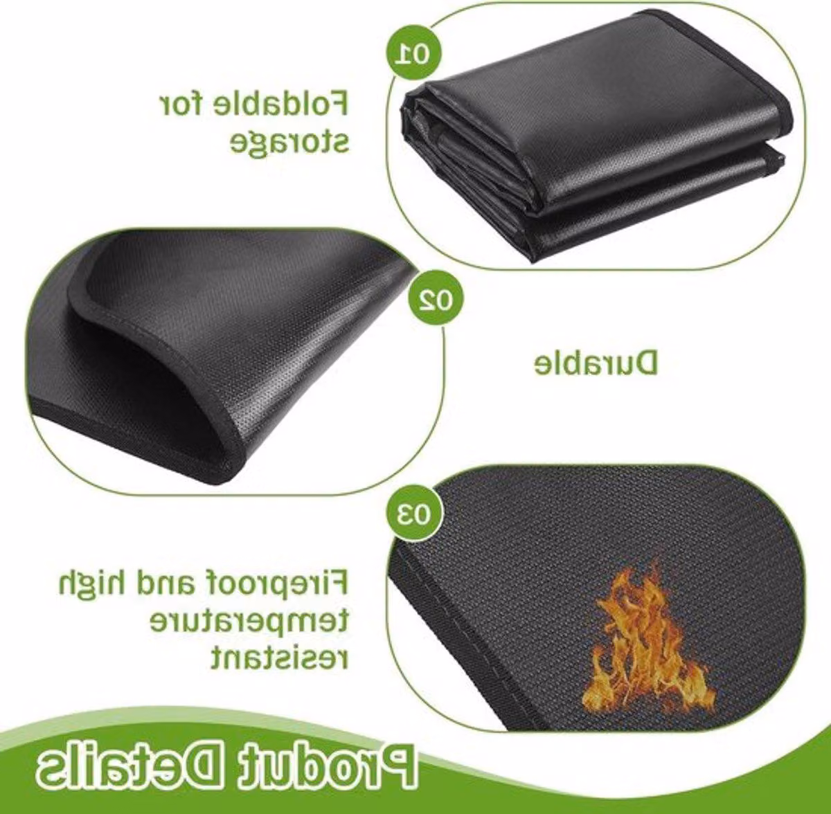 Tappetino resistente al calore per uso esterno, dimensioni 60 x 105 cm, riutilizzabile e impermeabile, ideale per proteggere le terrazze e le aree intorno ai bracieri