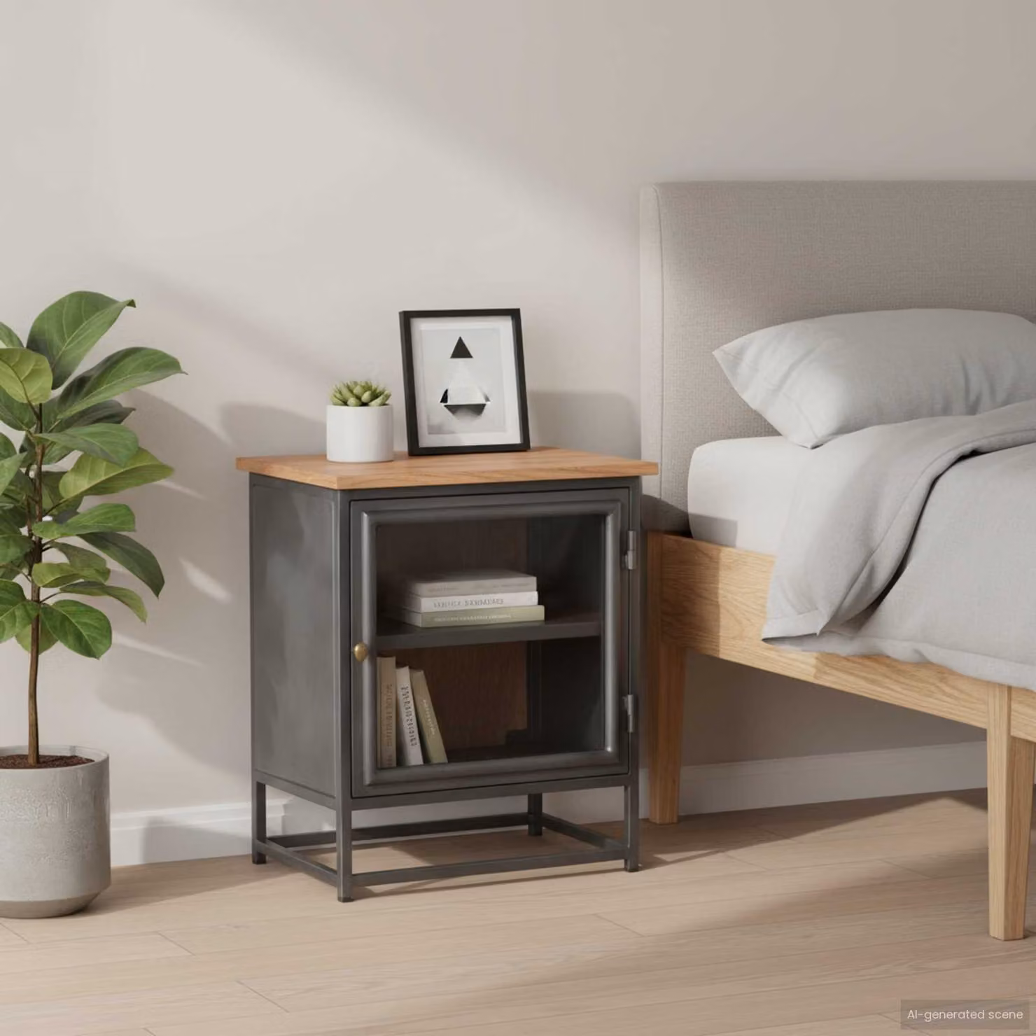 Comodino da parete vidaXL in legno di acacia grigio L: 40 cm, P: 30 cm, H: 50 cm