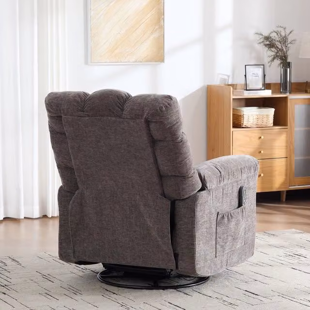 Poltrona Relax Elettrica Girevole 360¡ã con Massaggio, Riscaldamento e Poggiapiedi ¨C MINIMAL ¨C Grigio