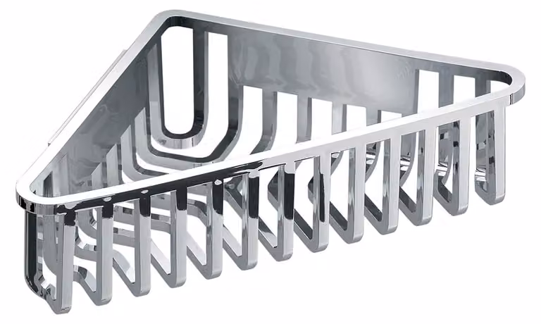 Scaffale angolare in resina termoplastica, cromato, 19,5x19,5x6,6 cm