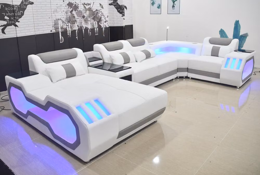 Luxus wohnzimmer sofa ecksofa ledercouch polster eck garnitur sofas couchen led