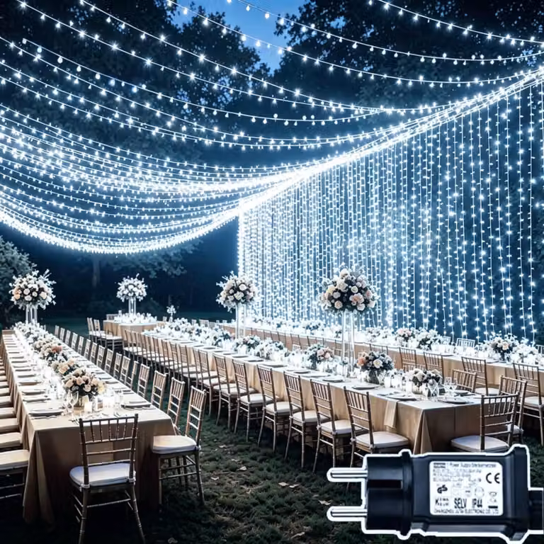 Tenda luminosa, dimensioni 6x3 metri, 600 LED, timer, 8 modalità, impermeabile