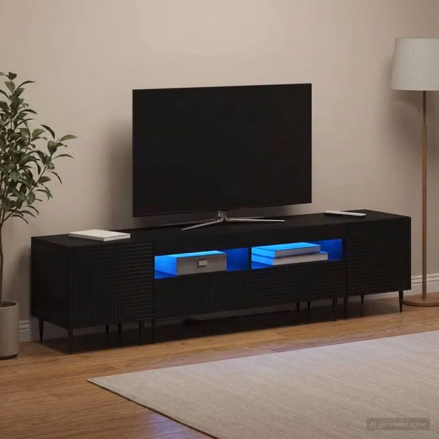 Mobile TV LED a 3 pezzi Nero Legno ingegnerizzato 3416675