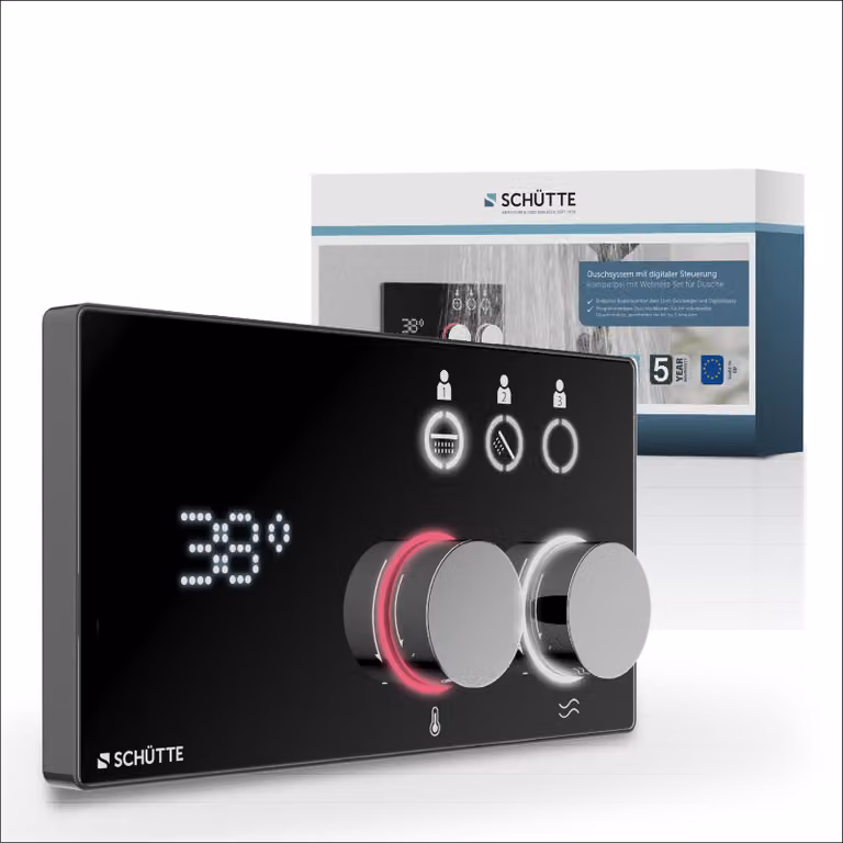 Sistema doccia digitale SCHÜTTE AQUADOT, cromo/nero opaco, con Smart Control