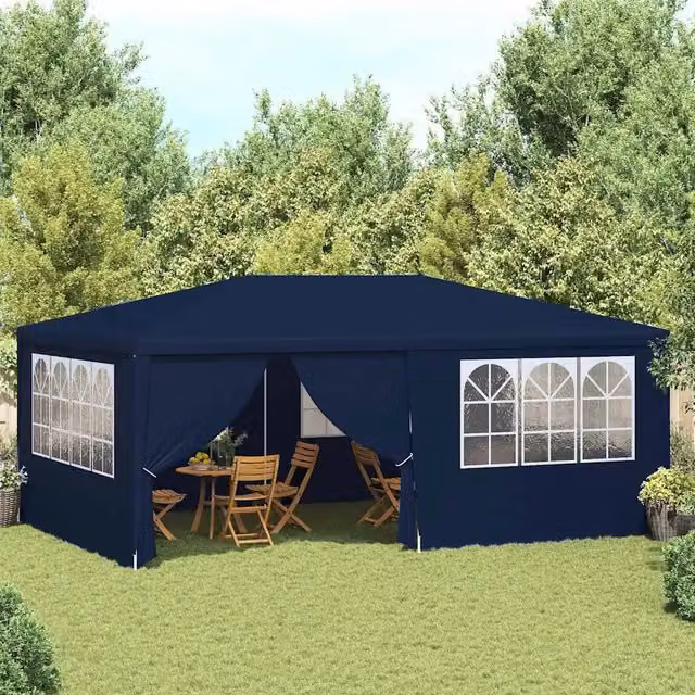 Gazebo Professionale Videx Blu con Pareti e Finestre L: 400 cm, P: 400 cm, H: 270 cm – 1