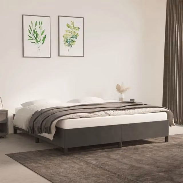 Giroletto imbottito vidaXL in velluto grigio senza materasso L/P: 180 x 200 cm