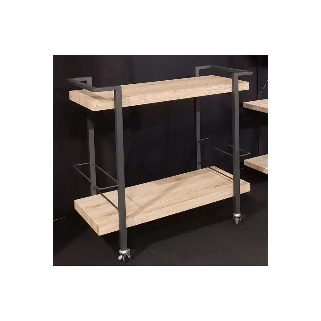 Mobile contenitore design TROLLEY Meublorama per cucina o sala da pranzo, colori legno e nero, L: 80 cm, P: 40 cm, H: 77 cm – 2