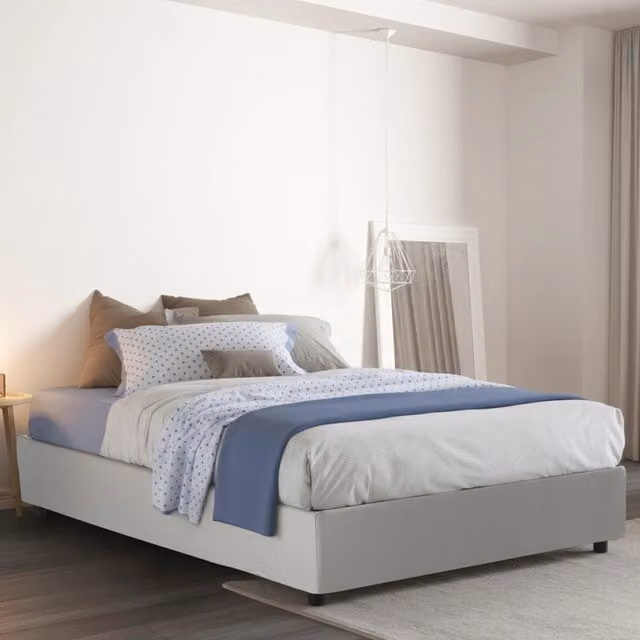 Andla, Letto Piazza e Mezza Sfoderabile Made in Italy, Bianco
