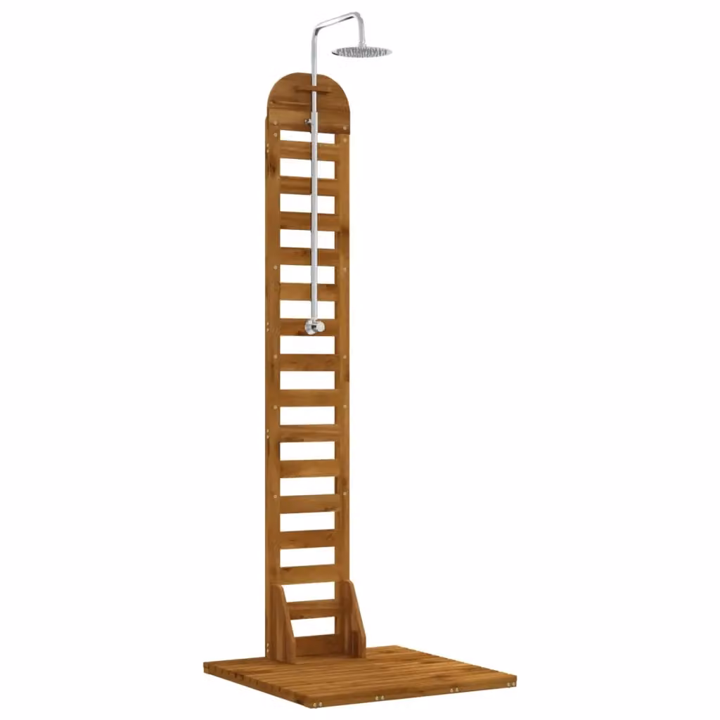 Doccia da esterno vidaXL in legno e acciaio inossidabile, colore marrone, L: 225 cm – 2