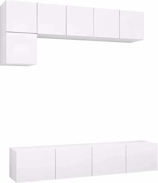 Set di Mobili Porta TV 5 pz | Armadietto TV | Mobile Porta TV Bianco in Legno Multistrato