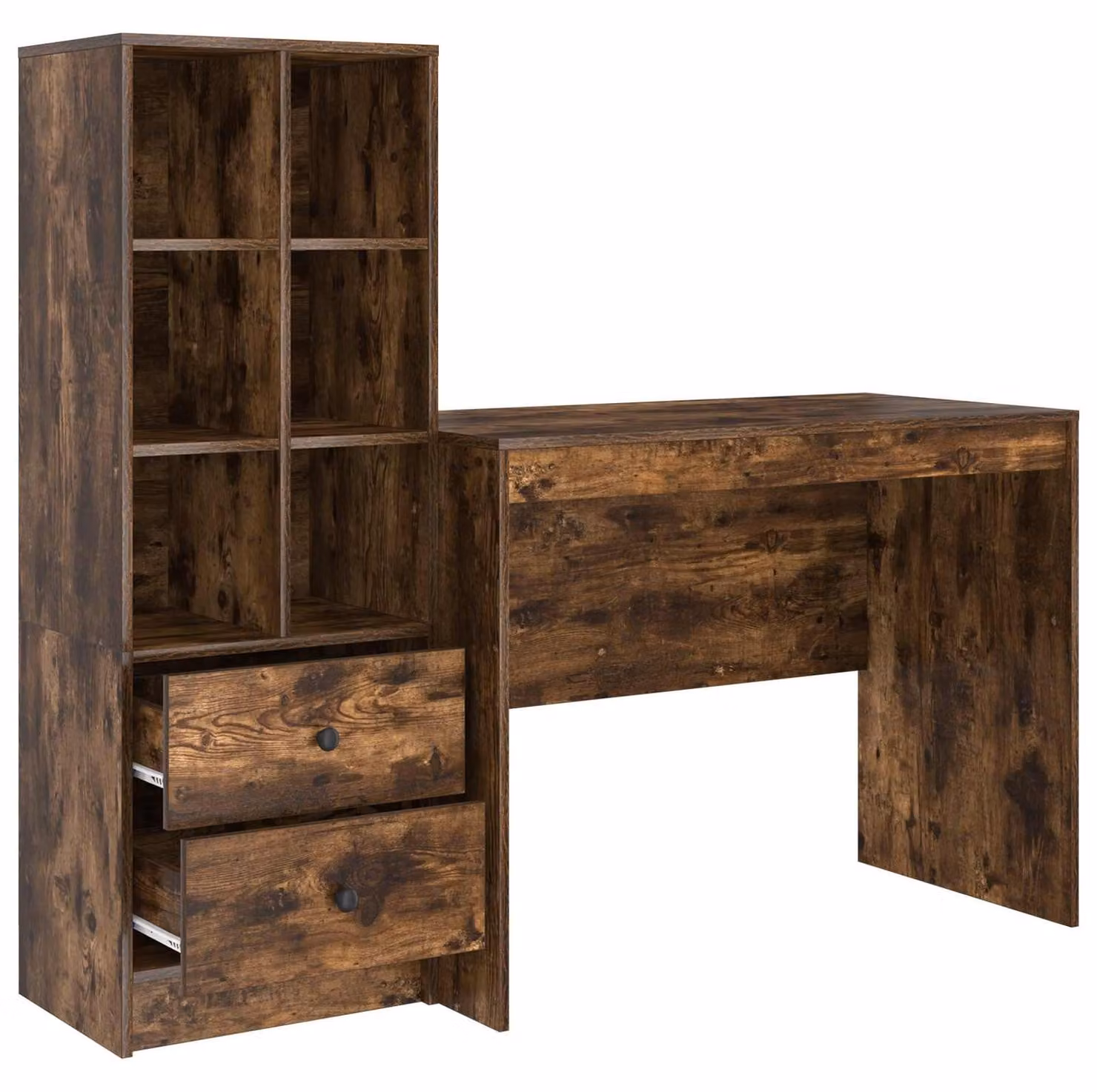 Scrivania con cassetto 2 pcs Rovere fumé