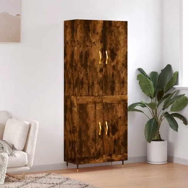 Credenza moderna vidaXL in legno e metallo colore marrone, L: 69,5 cm, P: 34 cm, H: 180 cm