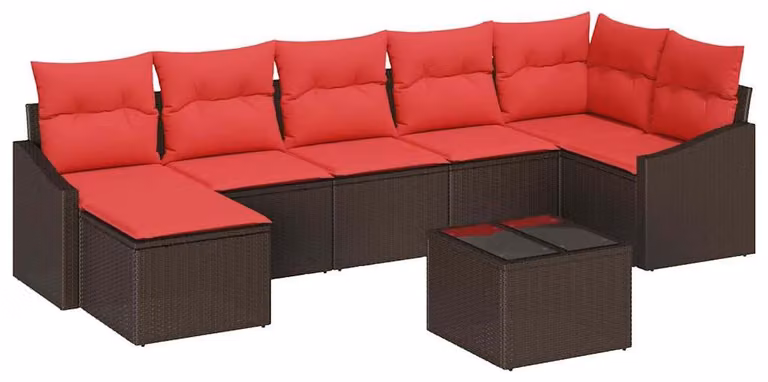 Set di divani da esterno, 8 pezzi, color marrone [materiale sintetico]: rattan sintetico