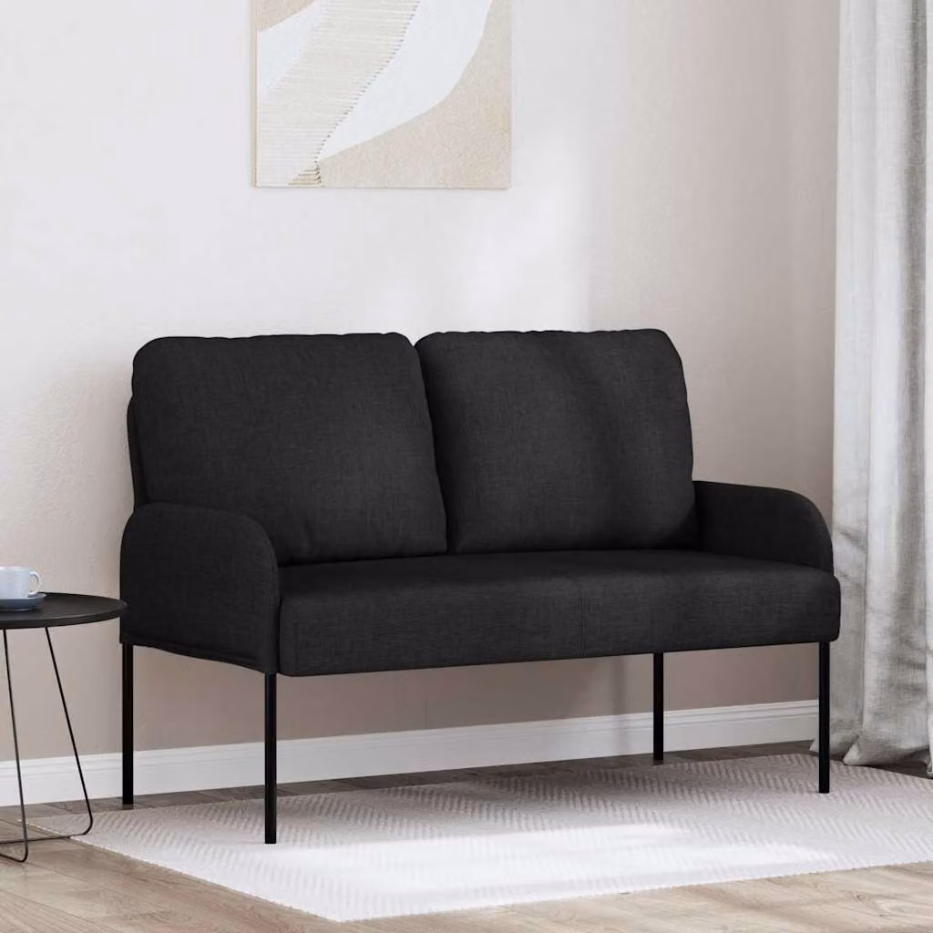 Divano moderno vidaXL con cuscini in tessuto nero per soggiorno L: 115 cm, P: 80 cm, H: 56 cm