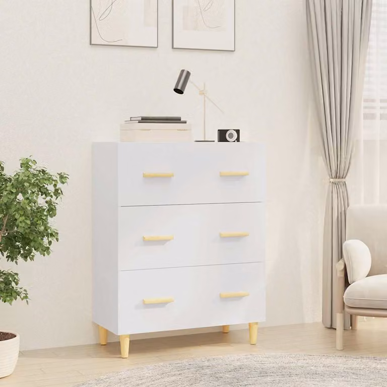 Credenza moderna bianca vidaXL in legno e MDF da appendere al muro L 70 cm, P 34 cm, H 90 cm