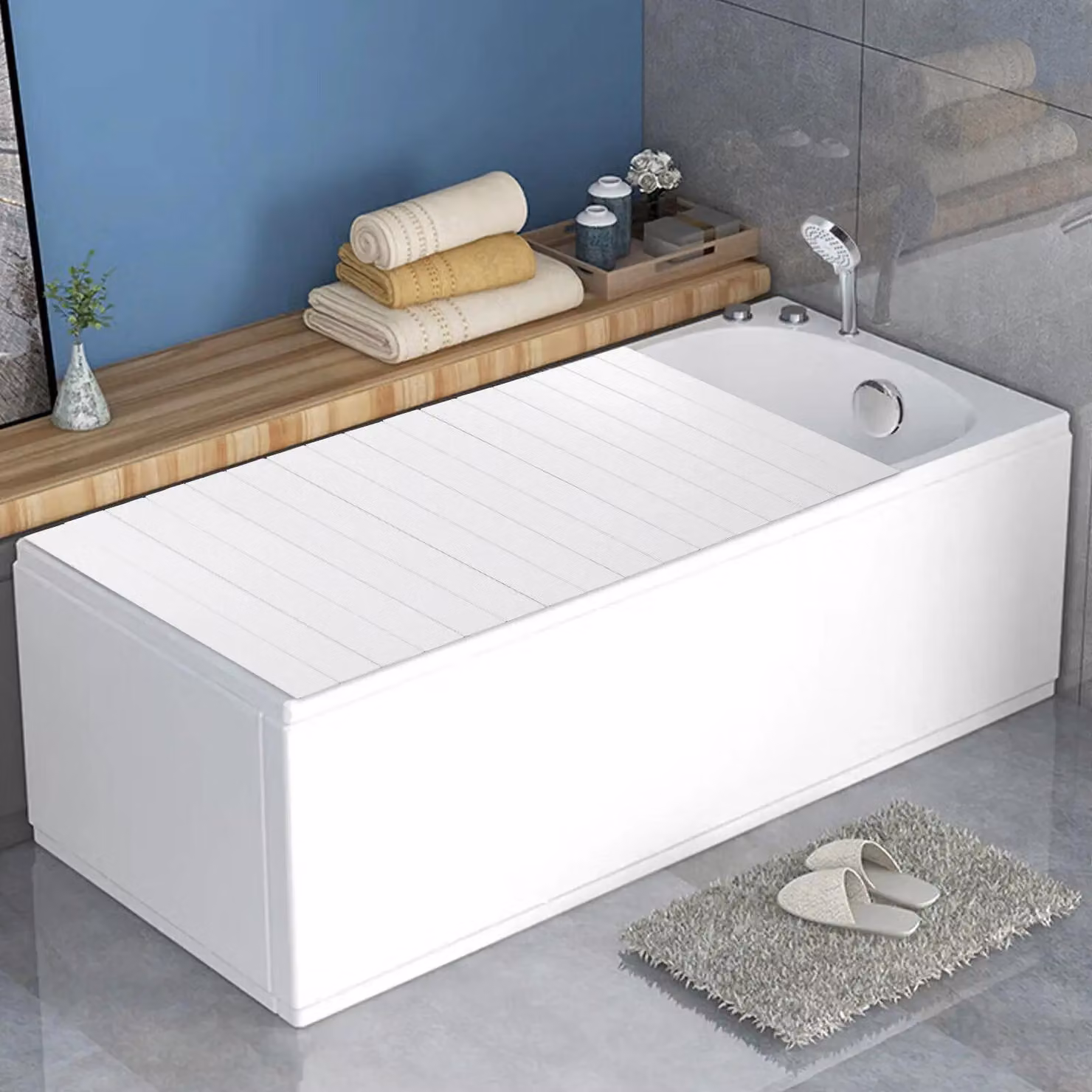 Coperchio per vasca da bagno - Coperchio pieghevole - 75 x 170 cm - Trattiene il calore - Protezione dalla polvere - Capacità di carico 5 kg