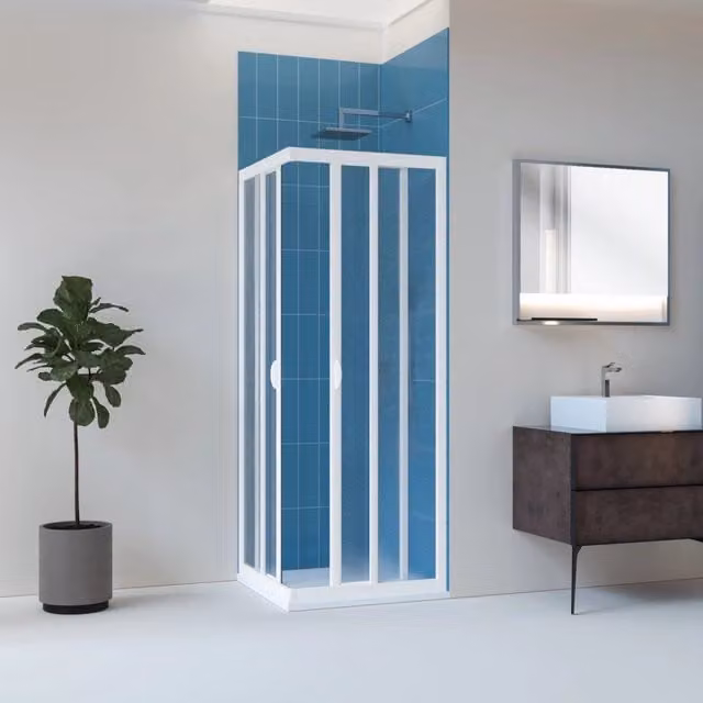 Box doccia scorrevole acrilico e pvc bianco h.190cm due lati Refote Lucy 100x100 cm