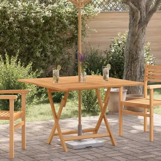 Tavolo da Giardino Pieghevole Grigio 110x110x75cm Massello Teak 362616