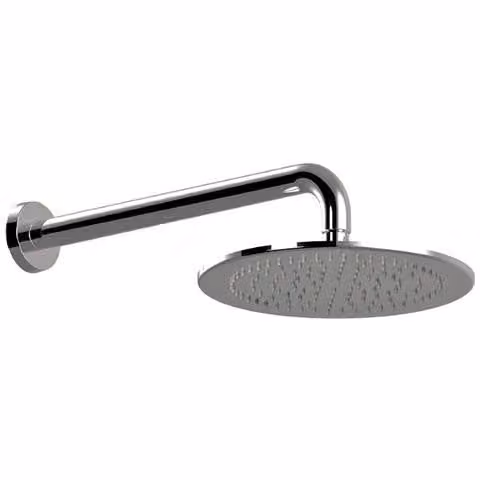 Set Doccia in Ottone Cromato con Braccio da 40 cm e Soffione Tondo XXL da 40 cm – Anticalcare, Ultra Resistente, Getto a Pioggia Ampio, Design Elegante