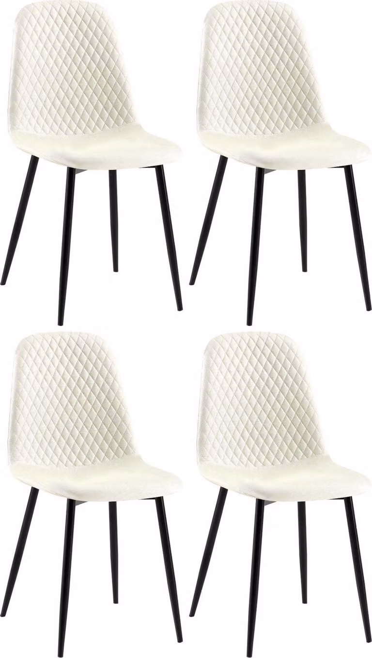 set di 4 sedie da pranzo - Aggiornato - Di facile manutenzione - Design | Colore: crema | Materiale: polvere
