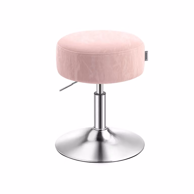 Sgabello da Trucco Regolabile in Altezza Girevole, Rosa Pastello