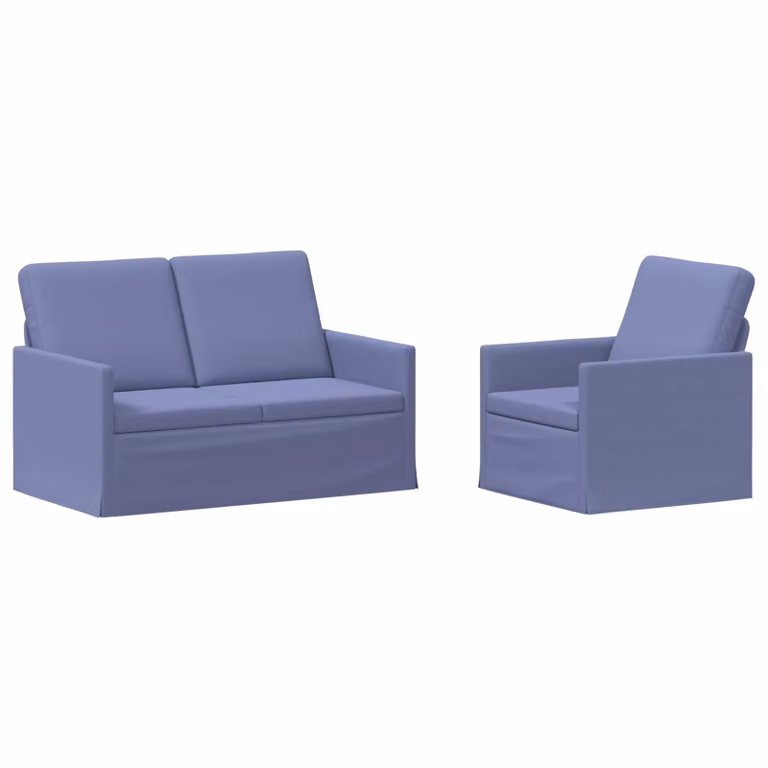 Set di 2 divani moderni vidaXL in tessuto blu jeans con struttura in metallo