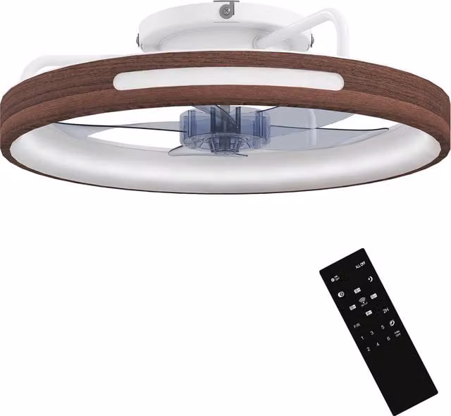 Ventilatore da Soffitto HOMCOM con Luce LED da 40 W, Motore DC Reversibile, Telecomando, 6 Velocità, 3 Colori e Timer, Colore Teak Brown