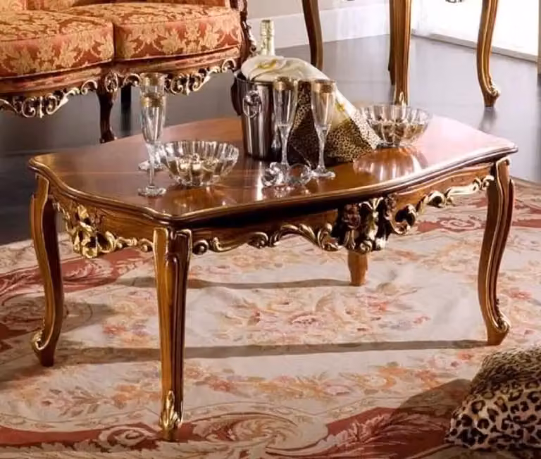 Casa Padrino - Tavolino barocco marrone/oro - Tavolo in legno massiccio fatto a mano in stile barocco - Mobili da salotto in stile barocco - Qualità eccellente - Italy
